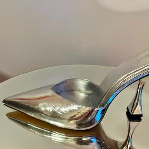 Silver Metallic Mules New, Size 39